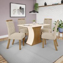 Conjunto Sala de Jantar Mesa 120cm Tampo MDF Canto Reto com 4 Cadeiras Angel Espresso Móveis Conjunto Sala de Jantar Mesa 120cm Tampo MDF Canto Reto com 4 Cadeiras Angel Espresso Móveis