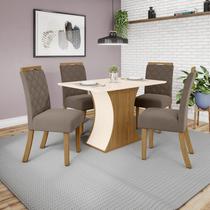 Conjunto Sala de Jantar Mesa 120cm Tampo MDF Canto Reto com 4 Cadeiras Angel Espresso Móveis