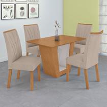 Conjunto Sala de Jantar Mesa 120cm Tampo Mdf no Glass 4 Cadeiras Apogeu