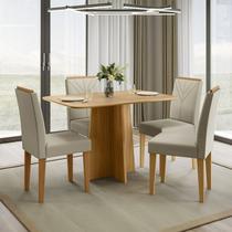 Conjunto Sala de Jantar Mesa 120cm Tampo MDF sem Vidro Anne com 4 Cadeiras Amanda Conjunto Sala de Jantar Mesa 120cm Tampo MDF sem Vidro Anne com 4 Cadeiras Amanda