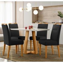 Conjunto Sala de Jantar Mesa 1,20m com 4 Cadeiras Lectus Ypê/Off White/Ja03 - New Ceval Conjunto Sala de Jantar Mesa 1,20m com 4 Cadeiras Lectus Ypê/Off White/Ja03 - New Ceval