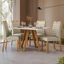 Conjunto Sala de Jantar Mesa 1,20m com 4 Cadeiras Mariah Ypê/Off White/Ja01 - New Ceval Conjunto Sala de Jantar Mesa 1,20m com 4 Cadeiras Mariah Ypê/Off White/Ja01 - New Ceval