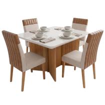 Conjunto Sala de Jantar Mesa 1,20m com vidro 4 Cadeiras Montreal Conjunto Sala de Jantar Mesa 1,20m com vidro 4 Cadeiras Montreal