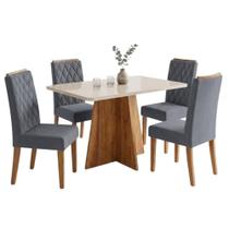 Conjunto Sala de Jantar Mesa 1,20m com Vidro Anjos 4 Cadeiras Bele