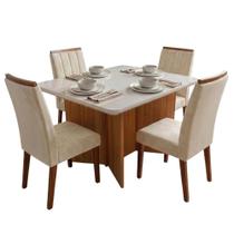 Conjunto Sala de Jantar Mesa 1,20m com Vidro Montreal 4 Cadeiras Sofia Conjunto Sala de Jantar Mesa 1,20m com Vidro Montreal 4 Cadeiras Sofia