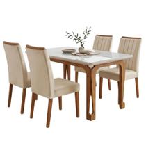 Conjunto Sala de Jantar Mesa 1,20m com vidro Nadine 4 Cadeiras Sofia Conjunto Sala de Jantar Mesa 1,20m com vidro Nadine 4 Cadeiras Sofia
