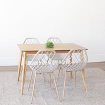 Conjunto Sala de Jantar Mesa 120x75cm Finlândia com 4 Cadeiras Cloe Base Aço Bege