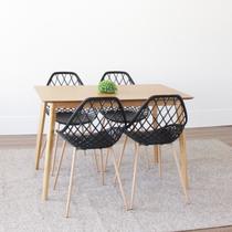 Conjunto Sala de Jantar Mesa 120x75cm Finlândia com 4 Cadeiras Cloe Base Aço