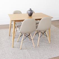 Conjunto Sala de Jantar Mesa 120x75cm Finlândia com 4 Cadeiras Eiffel Botonê Bege