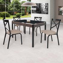 Conjunto Sala de Jantar Mesa 120x75cm Tampo Vidro com 4 Cadeiras Karina