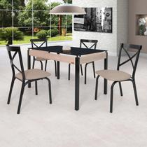 Conjunto Sala de Jantar Mesa 120x75cm Tampo Vidro com 4 Cadeiras Karina