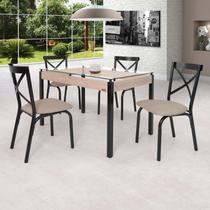 Conjunto Sala de Jantar Mesa 120x75cm Tampo Vidro com 4 Cadeiras Karina