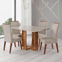 Conjunto Sala de Jantar Mesa 120x79,2cm Tampo com Vidro 4 Cadeiras Riviera Yescasa