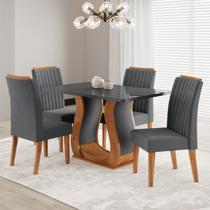 Conjunto Sala de Jantar Mesa 120x80cm Tampo com Vidro 4 Cadeiras Inspirare Yescasa