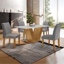 Conjunto Sala de Jantar Mesa 120x80cm Tampo Mdf com 4 Cadeiras Espanha Yescasa