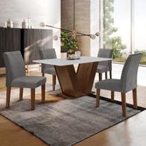 Conjunto Sala de Jantar Mesa 120x80cm Tampo Mdf com 4 Cadeiras Espanha Yescasa