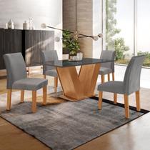 Conjunto Sala de Jantar Mesa 120x80cm Tampo MDF/Vidro com 4 Cadeiras Espanha Yescasa Conjunto Sala de Jantar Mesa 120x80cm Tampo MDF/Vidro com 4 Cadeiras Espanha Yescasa