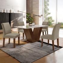 Conjunto Sala de Jantar Mesa 120x80cm Tampo Mdf/vidro com 4 Cadeiras Espanha Yescasa