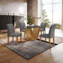 Conjunto Sala de Jantar Mesa 120x80cm Tampo Mdf/vidro com 4 Cadeiras Espanha Yescasa Conjunto Sala de Jantar Mesa 120x80cm Tampo Mdf/vidro com 4 Cadeiras Espanha Yescasa