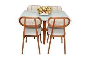 Conjunto Sala de Jantar Mesa 1,20x90 Tampo de Vidro 4 Cadeiras Júlia Jequitibá Móveis Conjunto Sala de Jantar Mesa 1,20x90 Tampo de Vidro 4 Cadeiras Júlia Jequitibá Móveis