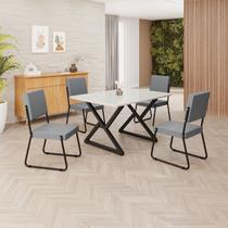 Conjunto Sala de Jantar Mesa 120x90cm Base Império Tampo Mdf Laca com Vidro Napoli
