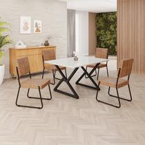 Conjunto Sala de Jantar Mesa 120x90cm Base Império Tampo MDF Laca com Vidro Napoli Preto/Marrom