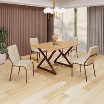 Conjunto Sala de Jantar Mesa 120x90cm Base Império Tampo MDF Malibu Marrom/Creme