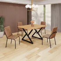 Conjunto Sala de Jantar Mesa 120x90cm Base Império Tampo Mdf Malibu