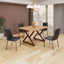 Conjunto Sala de Jantar Mesa 120x90cm Base Império Tampo Mdf Malibu
