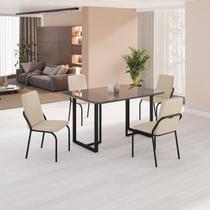 Conjunto Sala de Jantar Mesa 120x90cm Base Lunna Tampo Mdf com Vidro Malibu