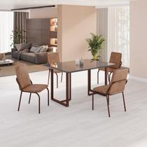 Conjunto Sala de Jantar Mesa 120x90cm Base Lunna Tampo Mdf com Vidro Malibu