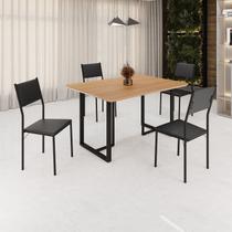 Conjunto Sala de Jantar Mesa 120x90cm Base Lunna Tampo Mdf Florença Preto