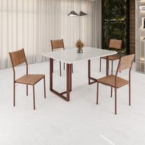 Conjunto Sala de Jantar Mesa 120x90cm Base Lunna Tampo Mdf Laca com Vidro Florença