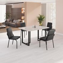 Conjunto Sala de Jantar Mesa 120x90cm Base Lunna Tampo Mdf Laca com Vidro Malibu Conjunto Sala de Jantar Mesa 120x90cm Base Lunna Tampo Mdf Laca com Vidro Malibu