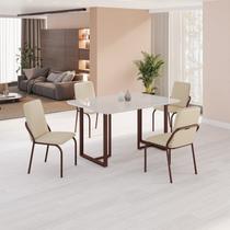 Conjunto Sala de Jantar Mesa 120x90cm Base Lunna Tampo Mdf Laca com Vidro Malibu