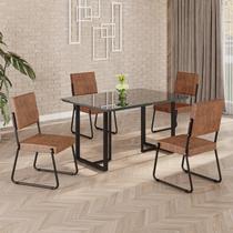 Conjunto Sala de Jantar Mesa 120x90cm Base Lunna Tampo Mdf Laca com Vidro Napoli