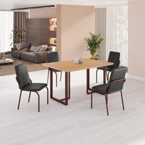Conjunto Sala de Jantar Mesa 120x90cm Base Lunna Tampo MDF Malibu Marrom/Preto Conjunto Sala de Jantar Mesa 120x90cm Base Lunna Tampo MDF Malibu Marrom/Preto