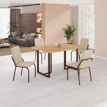Conjunto Sala de Jantar Mesa 120x90cm Base Lunna Tampo MDF Marrom/Creme Conjunto Sala de Jantar Mesa 120x90cm Base Lunna Tampo MDF Marrom/Creme