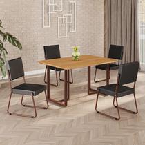 Conjunto Sala de Jantar Mesa 120x90cm Base Lunna Tampo MDF Napoli Marrom/Preto Conjunto Sala de Jantar Mesa 120x90cm Base Lunna Tampo MDF Napoli Marrom/Preto
