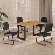 Conjunto Sala de Jantar Mesa 120x90cm Base Lunna Tampo MDF Napoli Preto