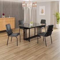 Conjunto Sala de Jantar Mesa 120x90cm Base Pérola Tampo Mdf com Vidro Malibu