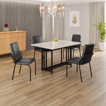 Conjunto Sala de Jantar Mesa 120x90cm Base Pérola Tampo Mdf com Vidro Malibu