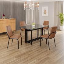 Conjunto Sala de Jantar Mesa 120x90cm Base Pérola Tampo Mdf com Vidro Malibu