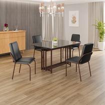 Conjunto Sala de Jantar Mesa 120x90cm Base Pérola Tampo Mdf com Vidro Malibu