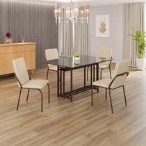 Conjunto Sala de Jantar Mesa 120x90cm Base Pérola Tampo Mdf com Vidro Malibu