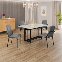 Conjunto Sala de Jantar Mesa 120x90cm Base Pérola Tampo Mdf com Vidro Malibu