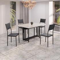 Conjunto Sala de Jantar Mesa 120x90cm Base Pérola Tampo Mdf Laca com Vidro Florença