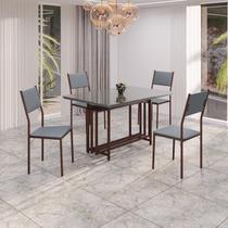 Conjunto Sala de Jantar Mesa 120x90cm Base Pérola Tampo Mdf Laca com Vidro Florença