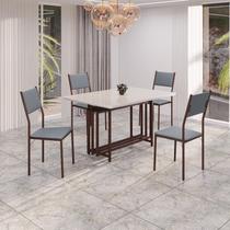 Conjunto Sala de Jantar Mesa 120x90cm Base Pérola Tampo Mdf Laca com Vidro Florença