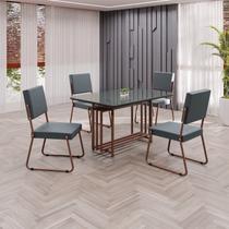 Conjunto Sala de Jantar Mesa 120x90cm Base Pérola Tampo Mdf Laca com Vidro Napoli